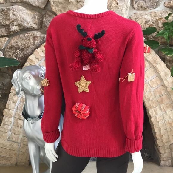 Ugly Sweater Kit Christmas Embellishment Sweater Red Women's Size Small - Picture 7 of 11